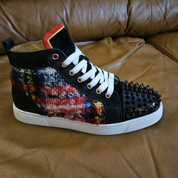 Women's Christian Louboutin Multicolor Velvet Wool Designer Sneakers Size 8 US - Picture 4 of 16